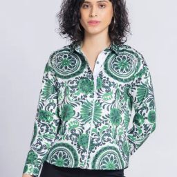 SHAYE Green & White Printed Shirt-picture-8