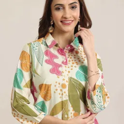 Libas Beige Printed Kurti image 4