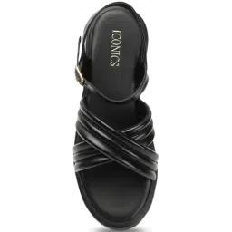 Iconics Women's Black Ankle Strap Sandals image 4