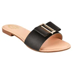 Shoetopia Kids Black & Beige Casual Slides image 4