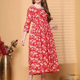 KALINI Floral Print A-Line Dress image 4