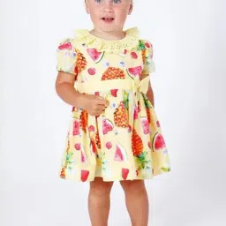 One Friday Kids Yellow Printed Regular Fit Dress-picture-22