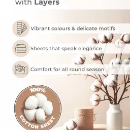 Layers Home Easy 100% Cotton 144 TC Printed Double Bedsheet with 2 Pillow Covers image 4