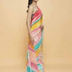 navyasa by liva Multicolored Printed Saree With Unstitched Blouse image 4