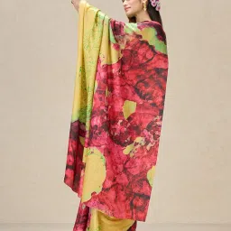 navyasa by liva Yellow Printed Saree With Unstitched Blouse image 4
