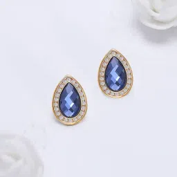 GIVA 925 Silver Golden Sapphire Blue Tear Drop Stud Earrings for Women & Girls-image-60