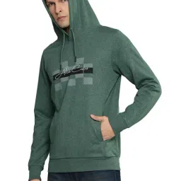 Allen cooper Olive Melange Regular fit Printed Hooded Sweatshirt image 3