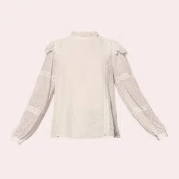 Only White Regular Fit Self Pattern Top image 4