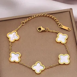 Designs & You Gold Plated Stainless Steel White Link Bracelet-picture-18