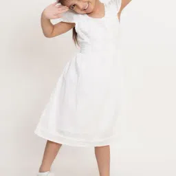 Creative Kid'S Girls White Cotton Regular Fit Printed Dress-picture-18