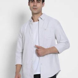 American Eagle Grey Cotton Slim fit Solid Shirt-picture-4