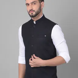 Crimsoune Club Mandarin collar Sleeveless Nehru Jacket image 3