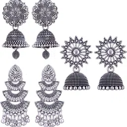 Sangria Silver-Plated Alloy Jhumkas-picture-40