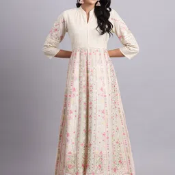 JINESH SHOP Women Floral Embroidered Chikankari Indie Florals Anarkali Kurta-picture-49
