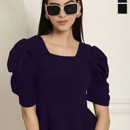 Metronaut Women Pack Of 2 Puff Sleeve Regular Peplum Top-picture-10