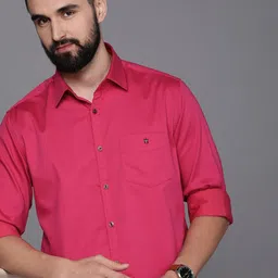 Louis Philippe Sport Slim Fit Opaque Spread Collar Solid Casual Shirt-image-12