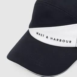 Mast & Harbour Unisex Black & White Colourblocked Snapback Cap image 4