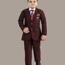 BT DEZINES Full Sleeves Solid 4 Piece Suit Set - Maroon-picture-36