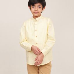 Campana 100% Cotton Full Sleeves Solid Shirt - Lemon Yellow-picture-11