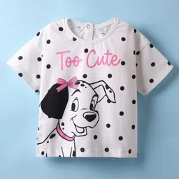 kookie kids india disney Kookie Kids Disney Single Jersey Knit Half Sleeves Drop Shoulder T-Shirt with 101 Dalmatians Print - White-picture-13