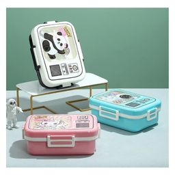 SANJARY 3 Compartment Stainless Steel 750ml Lunch Box 70ml bowl for kids color design may vary-picture-39