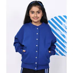 BaawRi Cotton Fleece Full Sleeves Solid Jacket - Blue-picture-12