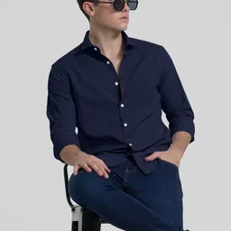 OQUENT Popcorn Standard Textured Spread Collar Shirt image 2