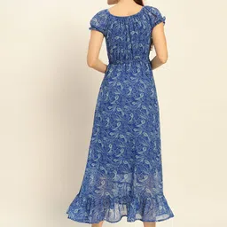 Deewa Floral Print Puff Sleeves Fit & Flare Maxi Dress image 3