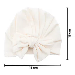 THE LITTLE LOOKERS Unisex Soft Hosiery Turban Bow Knot Cap Off White - Diameter 18 cm image 2