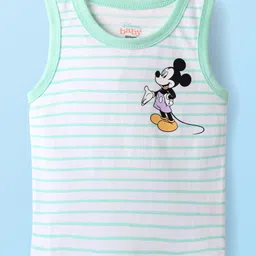 Babyhug Disney 100% Cotton Sleeveless Vests With Mickey Mouse Graphics Pack Of 3 - Lilac Light Green & Orange image 2