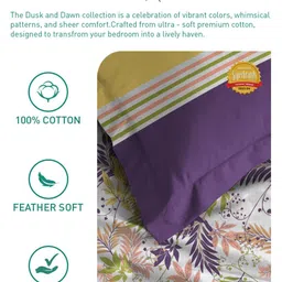 MYTRIDENT Purple & White Floral 144 TC King Bedsheet with 2 Pillow Covers image 4