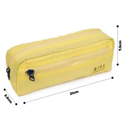 QIPS Dual Compartments Pencil pouch- Yellow image 3