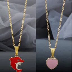 SZN Set Of 2 Stainless Steel Gold Plated Dolphin Shaped Minimal Pendants With Chains-picture-28