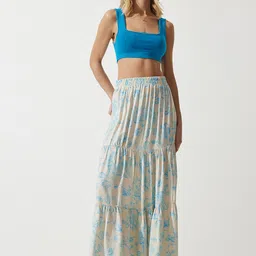 Happiness istanbul Floral Tiered Maxi Skirts-image-39