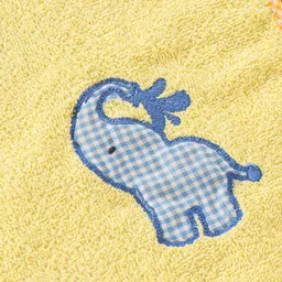 Babyhug Elephant Patch Embroidered Towel without Hood - Yellow image 4