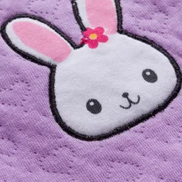 Babyhug Cotton Knit Full Sleeves Front Open Winter Wear Romper with Heart & Bunny Detailing - Lavender image 4