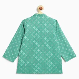 Campana 100% Cotton Woven Full Sleeves Bandhani Printed Dhoti Kurta Set - Teal Blue image 5