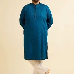 Manyavar Plus Size Geometric Woven Design Straight Kurta with Pyjamas-picture-20