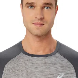 Asics Mid Grey Regular Fit Colour Block Sports T-Shirt image 4