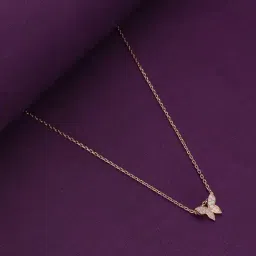 Kai Jewel Sterling Silver Rose Gold Zircon Studded Butterfly Casual Necklace-picture-23
