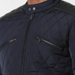 Peter England Casuals Navy Regular Fit Quilted Jacket image 4