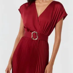 Forever New Maroon Plain Dress image 4