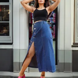 IZF Blue Midi Denim Skirt image 4