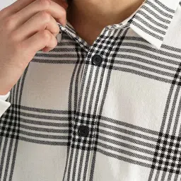 celio celio* White & Black Regular Fit Check Shirt image 4