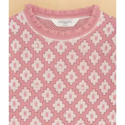 Pantaloons Junior Dusty Pink Self Design Full Sleeves Sweater image 4