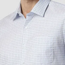 Van Heusen Blue Cotton Slim Fit Checks Shirt image 4