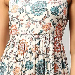 Label Ritu Kumar White Floral Print A Line Dress image 4