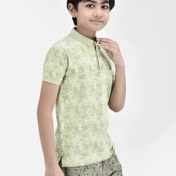 Crimsoune Club Kids Green Printed Polo T-Shirt image 4