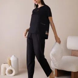 Sweet Dreams Black Plain Pyjama Set image 4