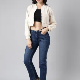 showoffff SHOWOFF Beige Regular Fit Bomber Jacket image 4